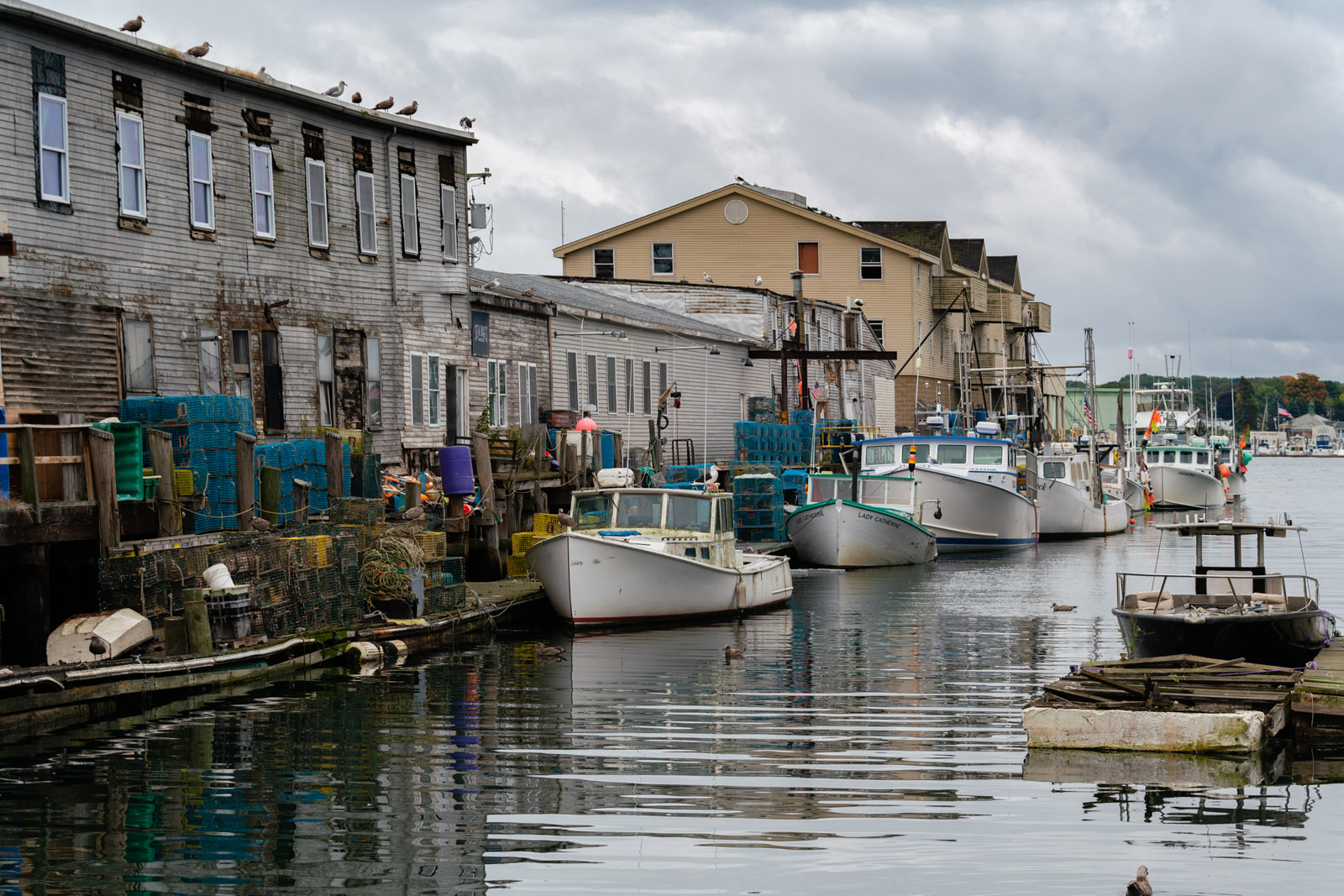 pretty wharf view in Old Port in Portland Maine