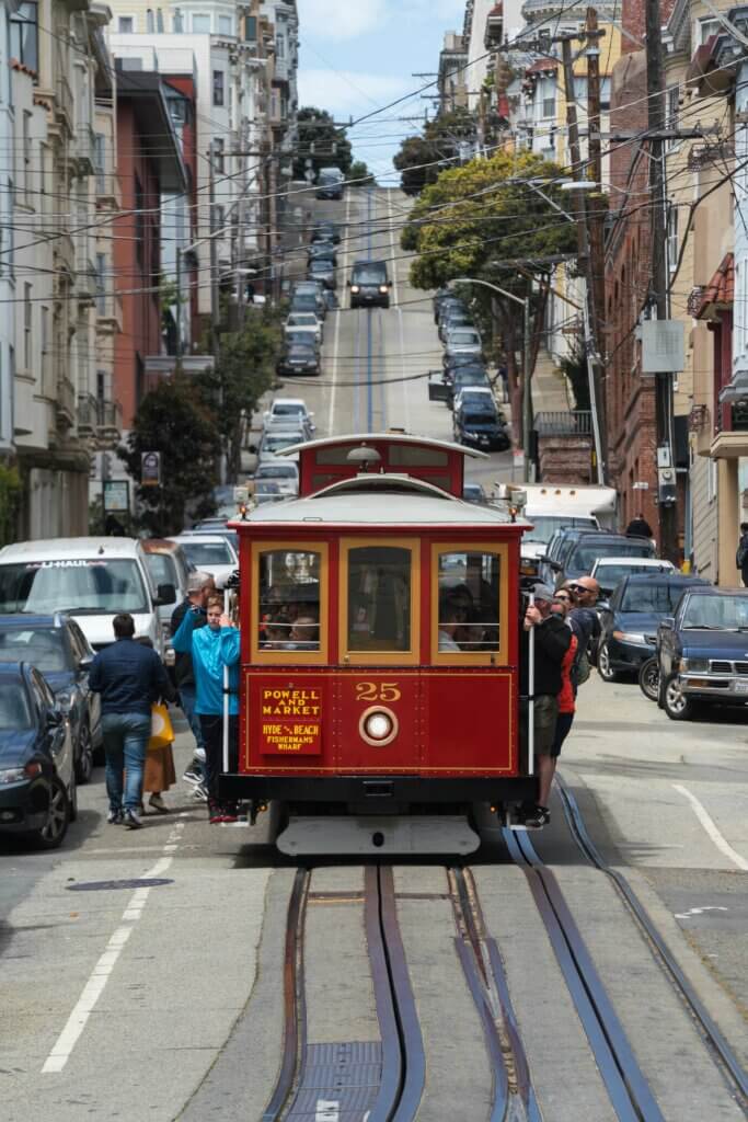riders enjoying a historic ride on a San Francisco Cable Car