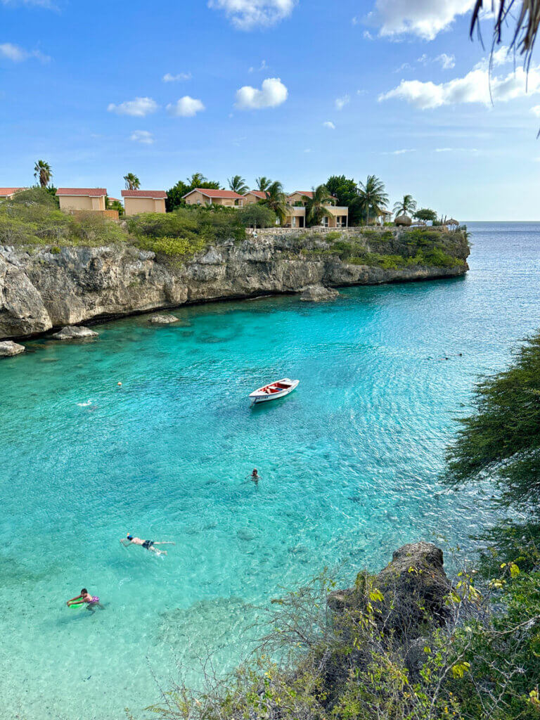 snorkeling-in-Curacao-at-Playa-Lagun-seen-from-above-at-Bahia-Bar-and-Restaurant