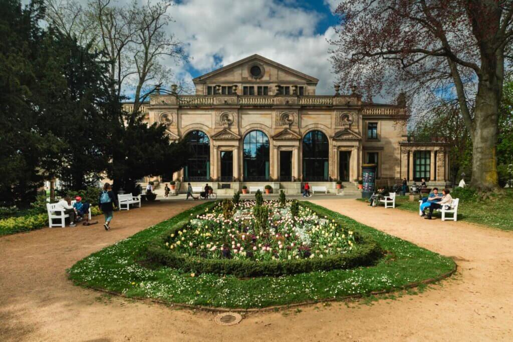 spring flowers in the Kurpark in Wiesbaden Germany