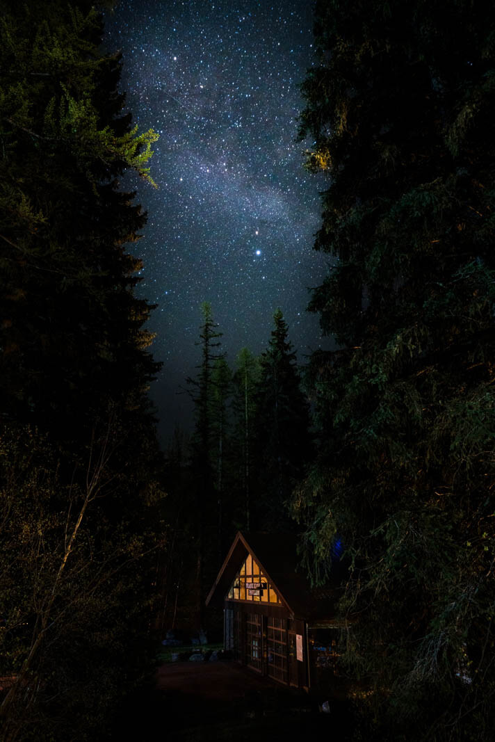 starry night at Izaak Walton Inn in Essex Montana