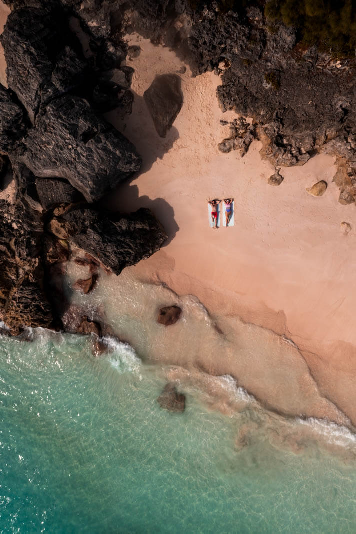 sunbathing on West Whale Beach in Bermuda