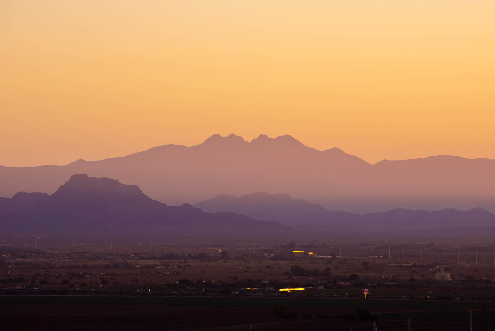 sunrise view of the mountains off in the distance from the A Mountain Hike in Tempe Arizona