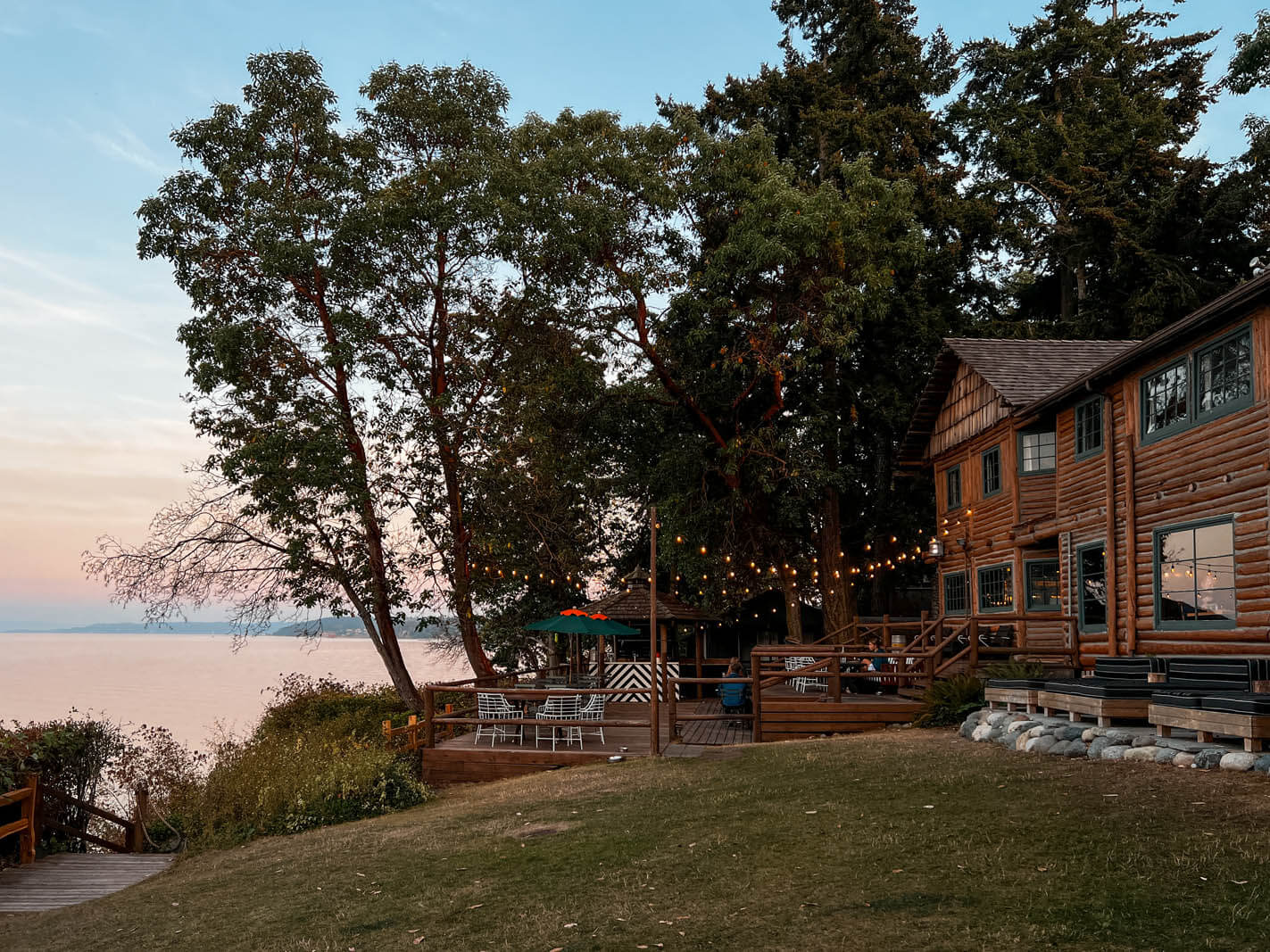 sunset at Captain Whidbey Inn at Whidbey Island Washington