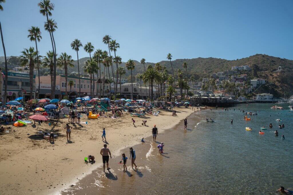 swimming at the beach on Catalina Island in the summer