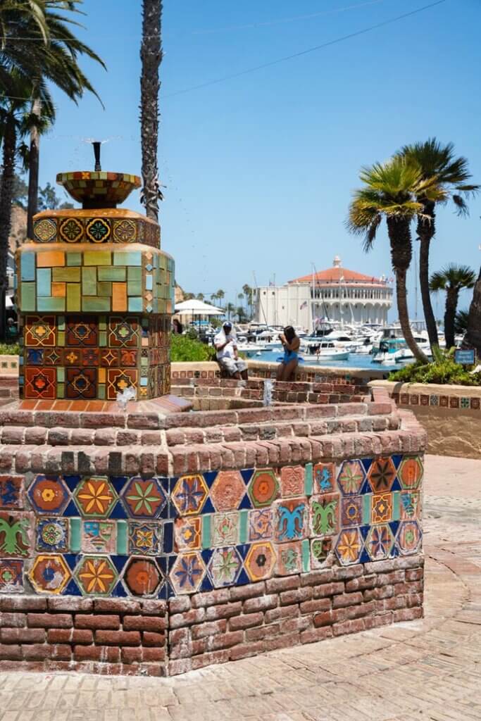 the Catalina tiles on the fountain in downtown Avalon on Catalina Island