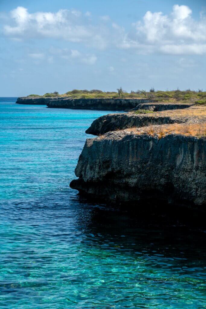 the dramatic cliffs at bise morto in Washington-Slagbaai National Park in Bonaire