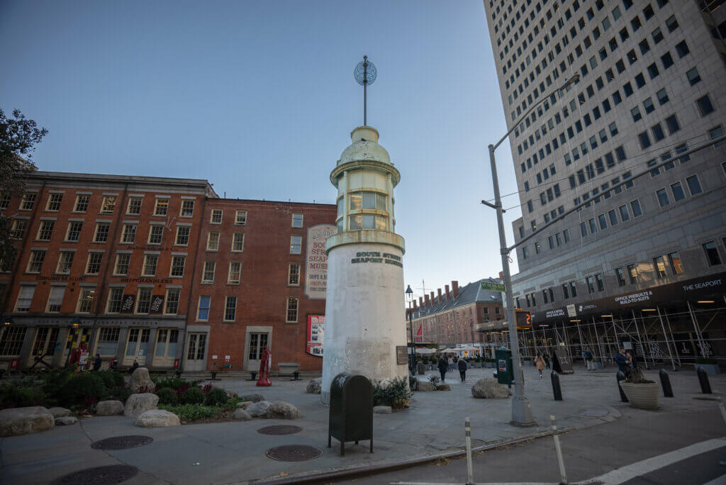 the lighthouse at Titanic Memorial Park in South Street Seaport NYC