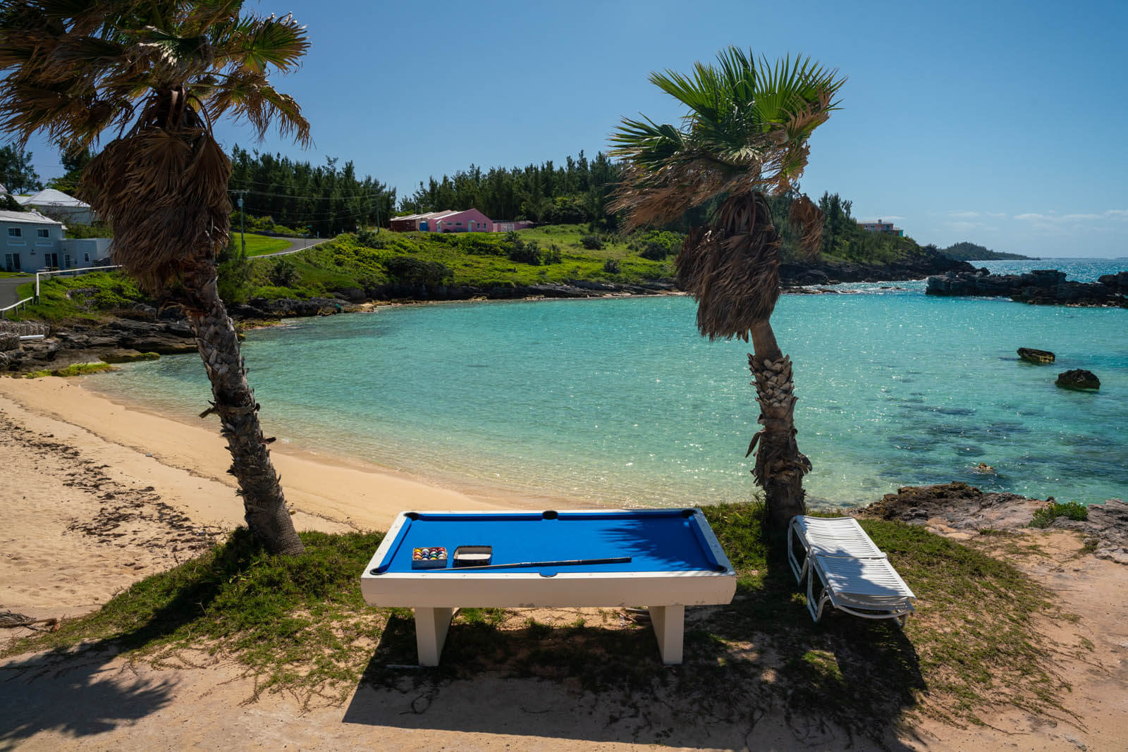 the outdoor pool table at Tobacco Bay Beach in Bermuda