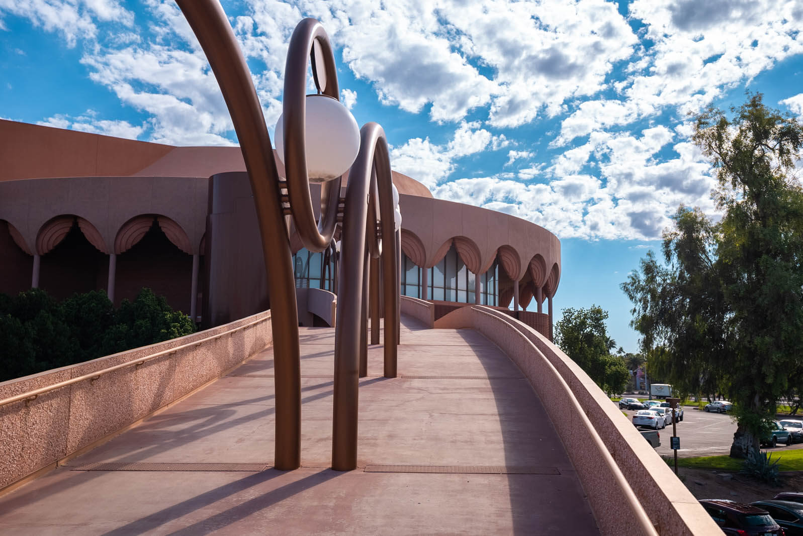 the staircase and details to ASU Gammage a Frank Lloyd Wright design in Tempe Arizona