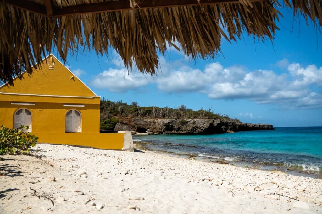 the white sand beach at Boka Slagbaai in Washington Slagbaai National Park in Bonaire