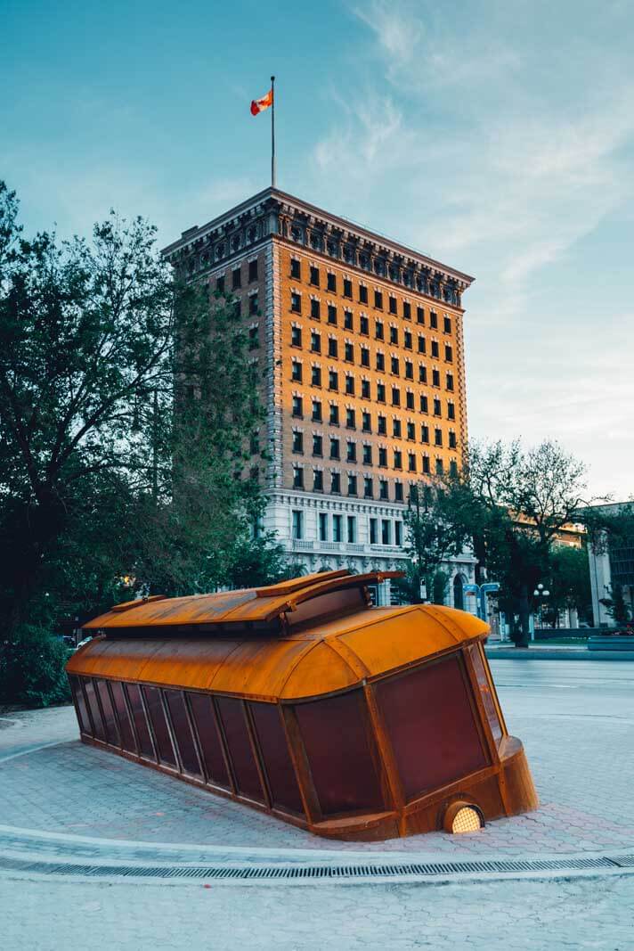 trolley memorial to the general strike of 1919 in Winnipeg