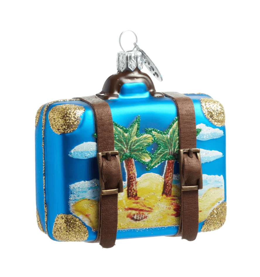 tropical vacation suitcase christmas ornament