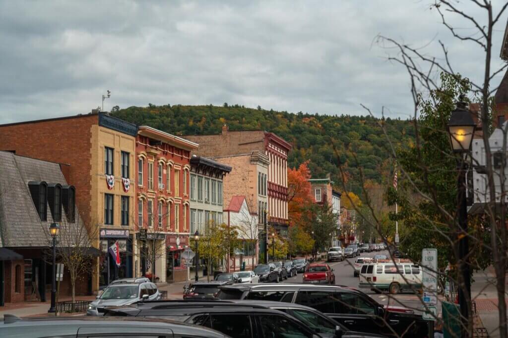view down Main Street in Cooperstown NY