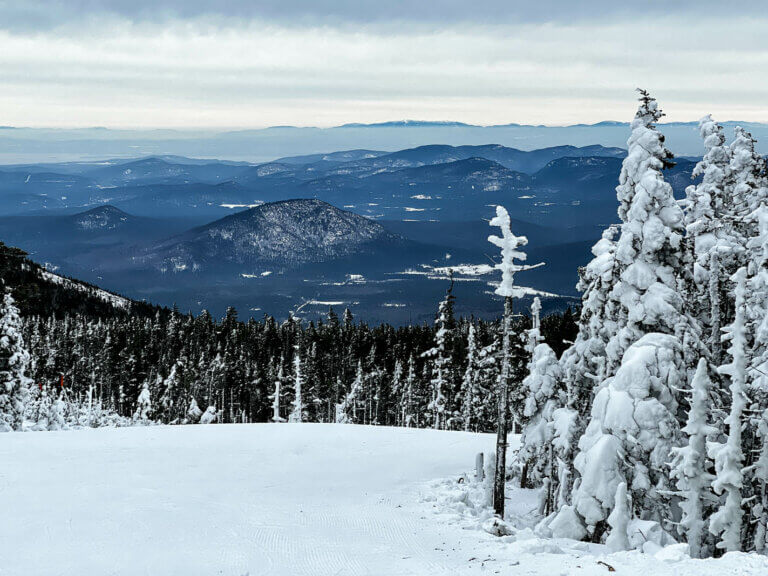 view from the top of Whiteface Mountain in the Adirondacks New York in the winter