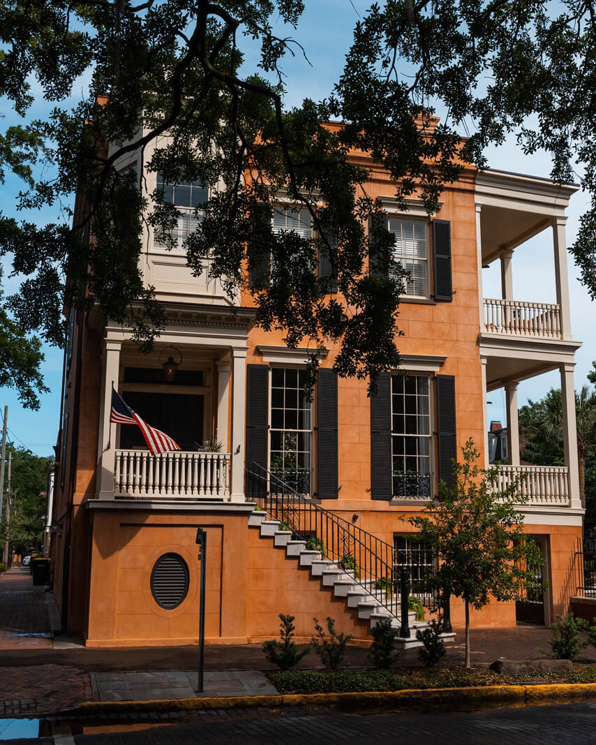 view of 432 Abercorn Street a very haunted house in Savannah on Calhoun Square