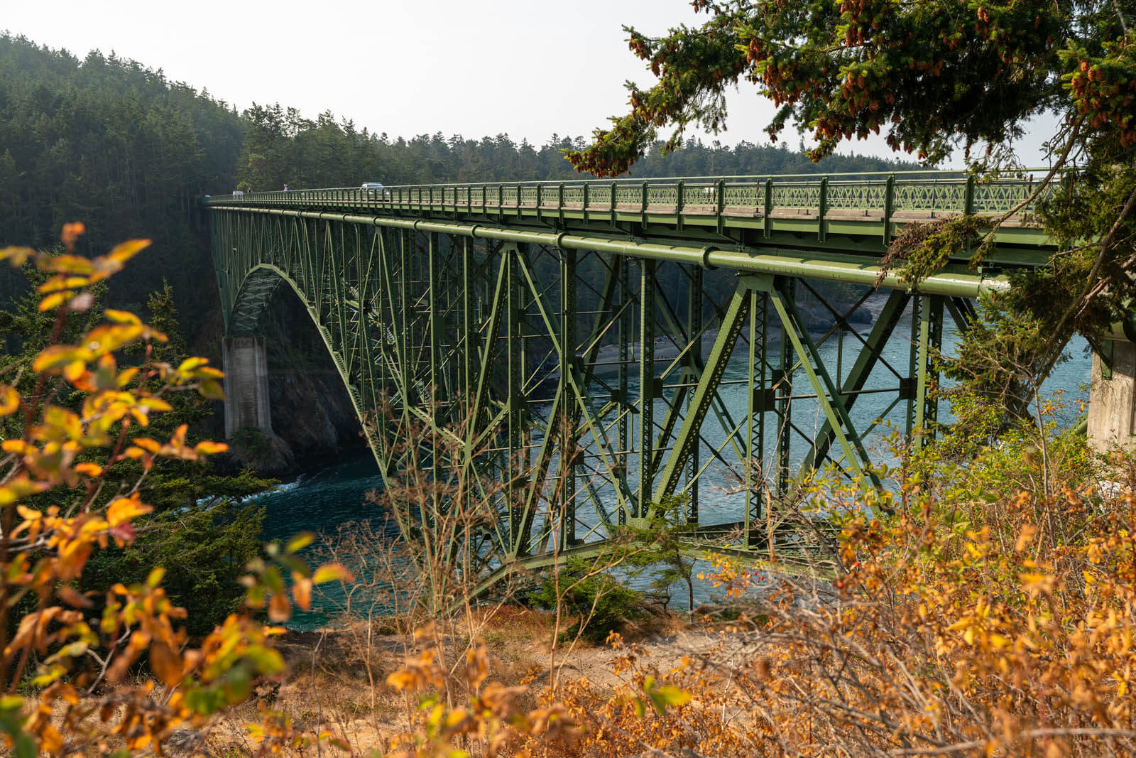 view of Deception Pass at Whidbey Island in Washington