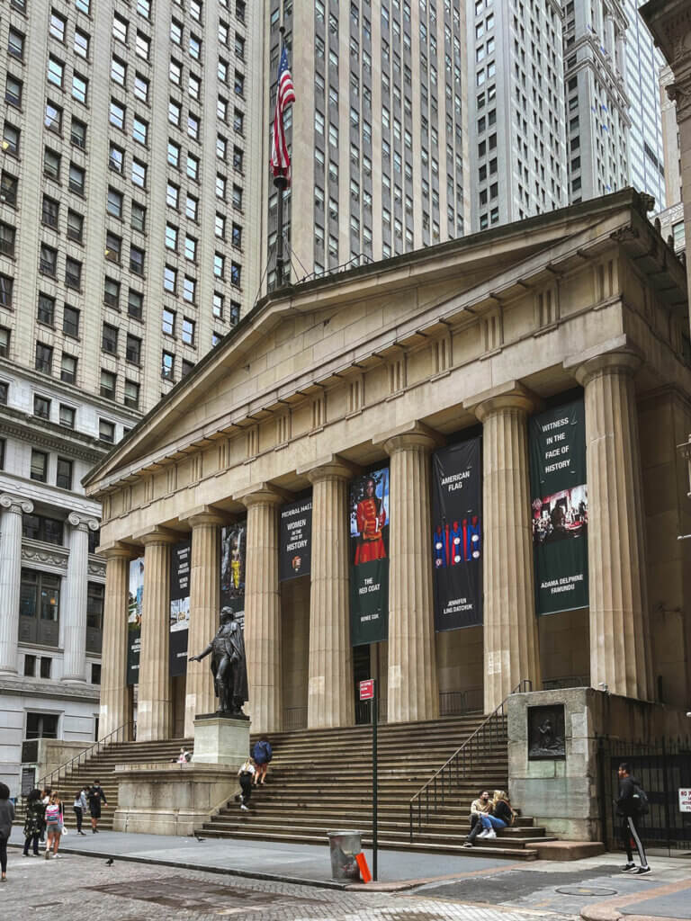 view-of-Federal-Hall-National-Memorial-on-Wall-Street-in-NYC