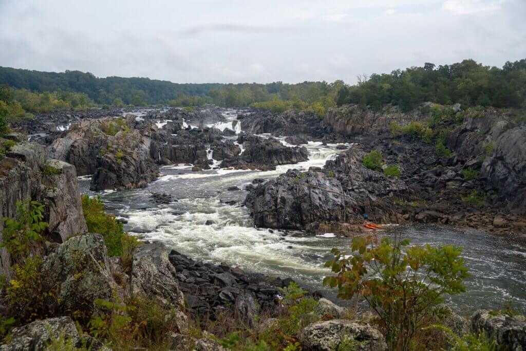 view of Great Falls Park on the Potomac River in Fairfax County VA