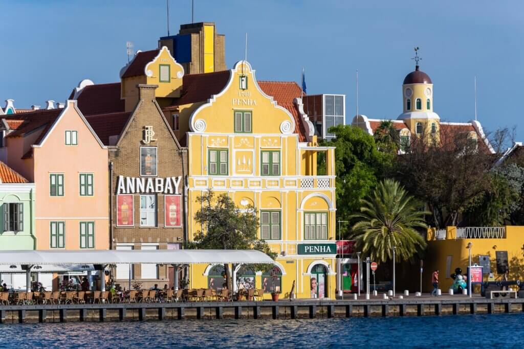 view of Handelskade from Otrabanda in Willemstad Curacao