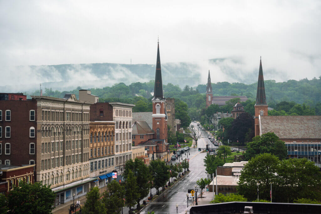 view of North Adams from Hotel Downstreet in the Berkshires Massachusetts