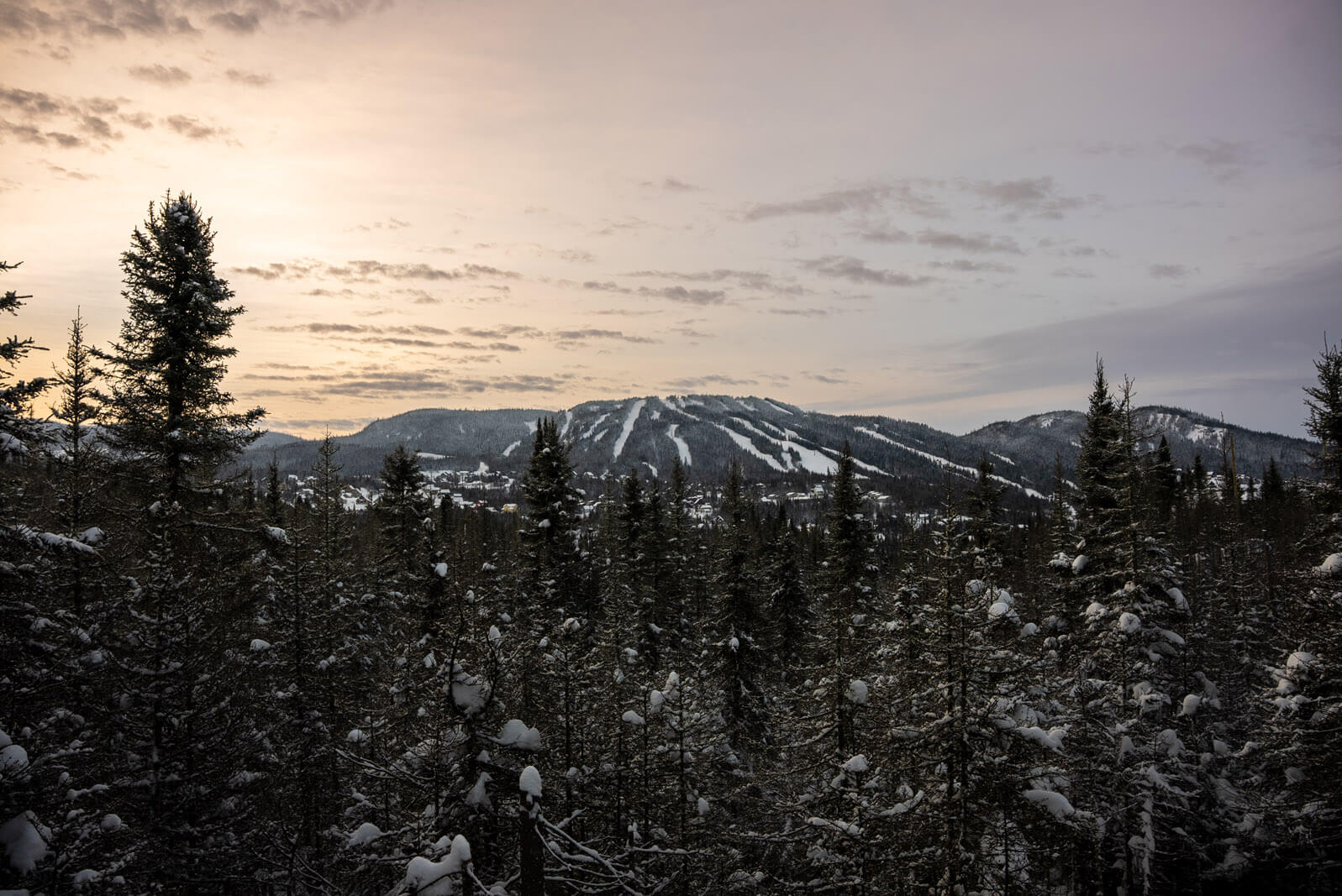 view of Valinouët ski resort at monts valin saguenay quebec