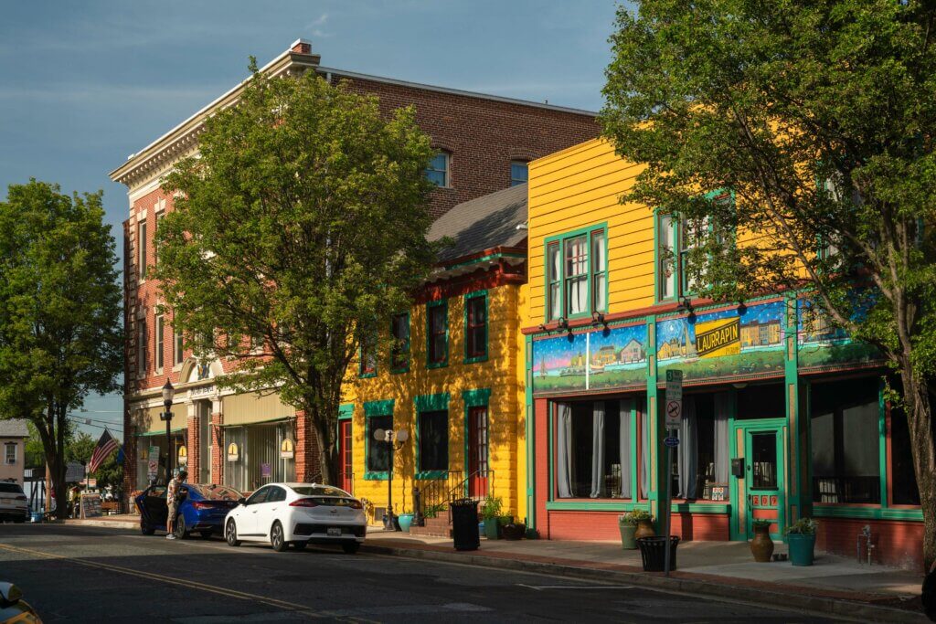 view of Washington Street in historic Havre de Grace Maryland