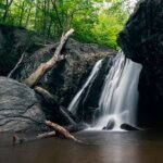 view of beautiful Kilgore Falls in Rocks State Park in Harford County Maryland