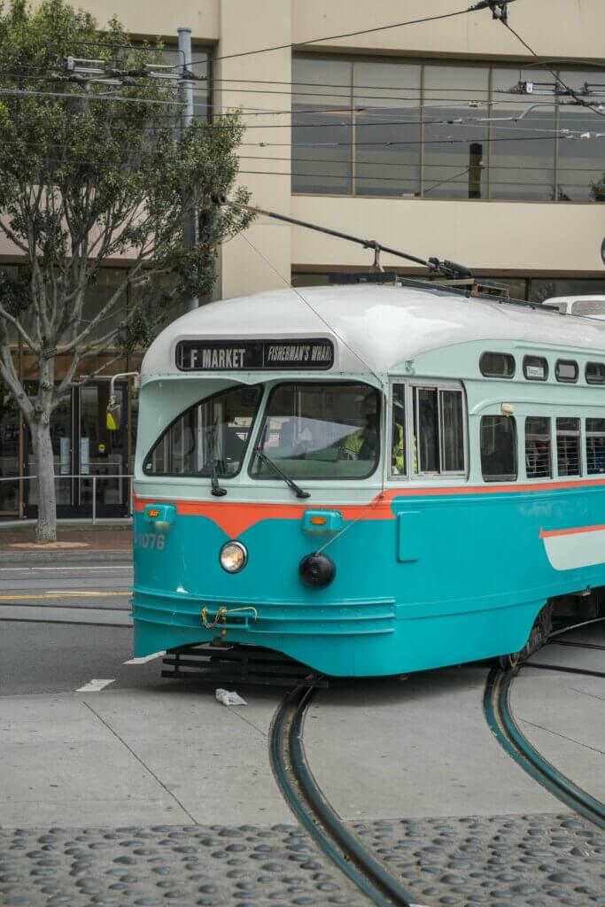 vintage F Line Street Car in San Francisco California