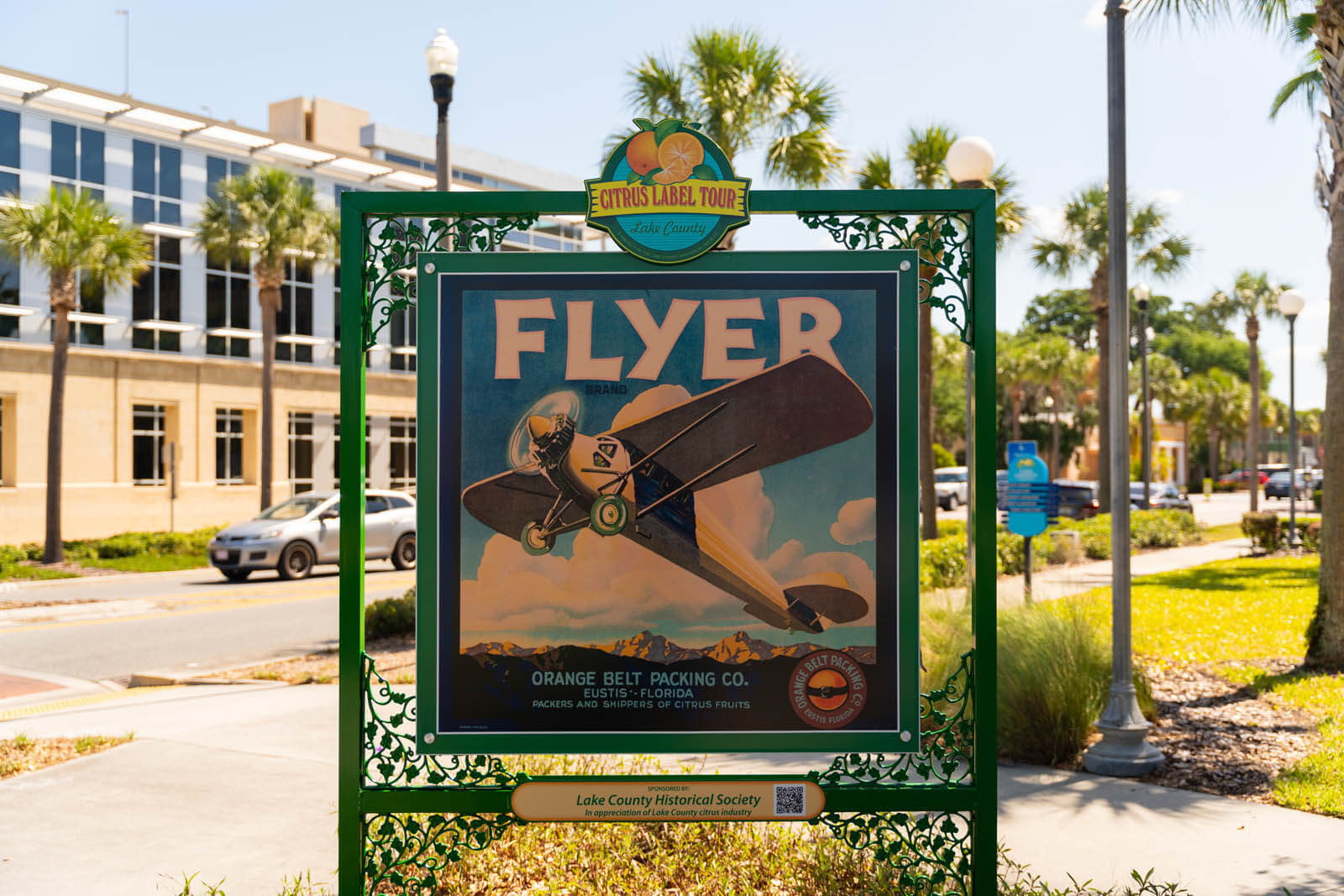 vintage seaplane citrus label sign outside the lake county museum in tavares florida