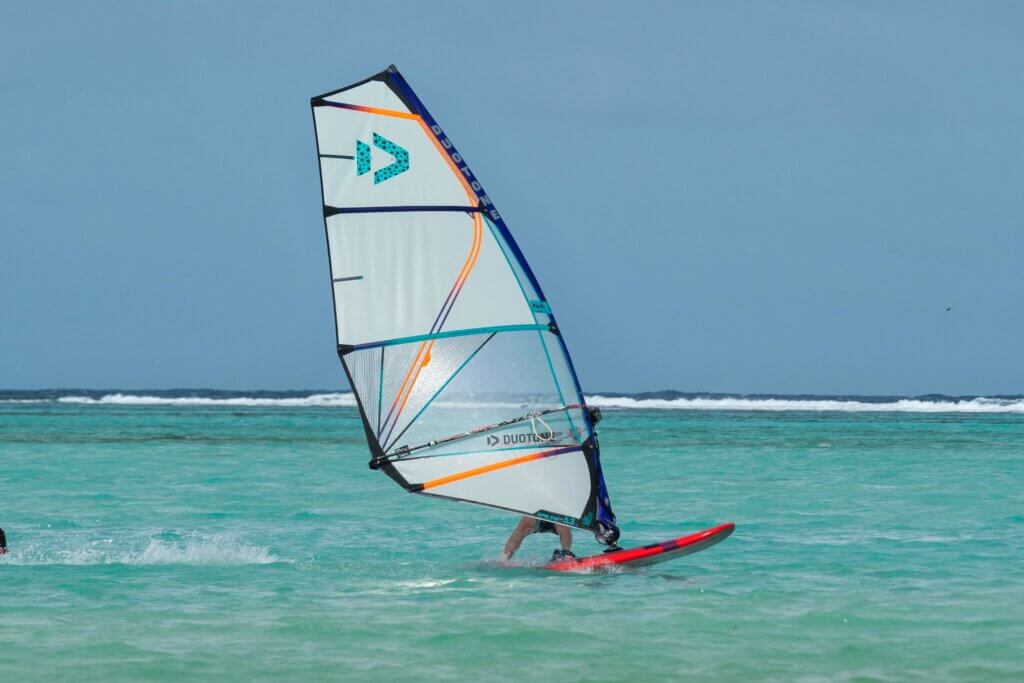 windsurfers at Lac Bay in Bonaire from Jibe City at Sorobon Beach
