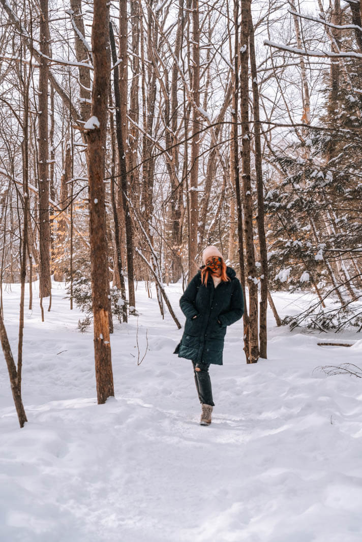 winter in the Catskills hiking at Kaaterskill Falls in New Yoork