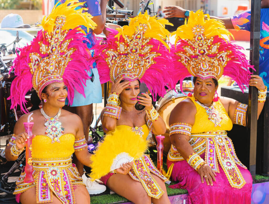 women-taking-a-break-from-carnival-in-Bonaire